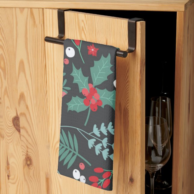 Personalisierte Weihnachtsmuster Blume Familiennam Geschirrtuch (Drittel gefaltet)