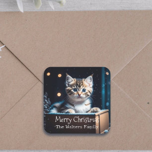 Personalisierte Weihnachtsnachricht Weihnachten Ki Quadratischer Aufkleber