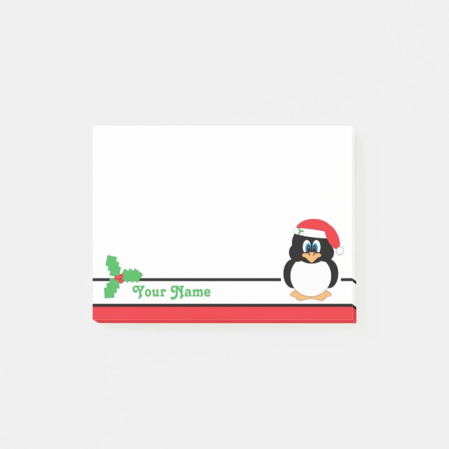 Personalisierte WeihnachtsPenguin Posten-it® Post-it Klebezettel (Vorderseite)