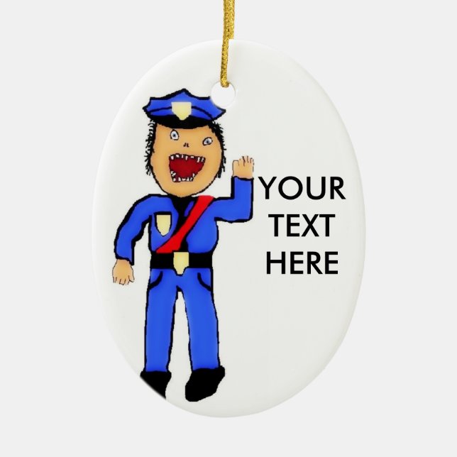 Personalisierte Weihnachtspolizisten Keramikornament (Vorne)
