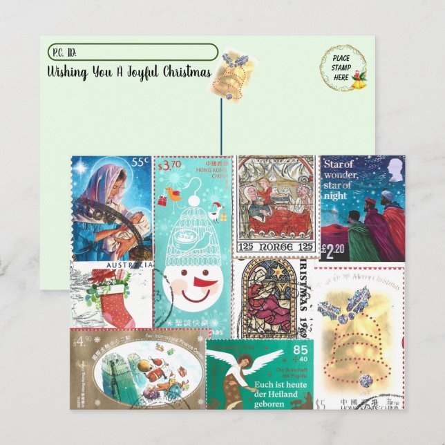 Personalisierte Weihnachtspostalische Briefmarke Postkarte (Vorne/Hinten)