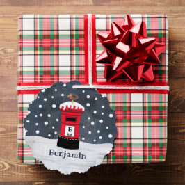 Personalisierte Weihnachtspostkasten Schneeszene Ornament Karte