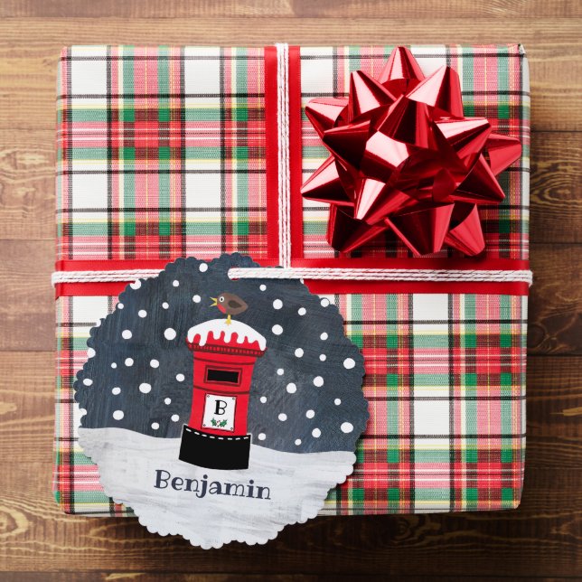 Personalisierte Weihnachtspostkasten Schneeszene Ornament Karte (Insitu (Geschenk))