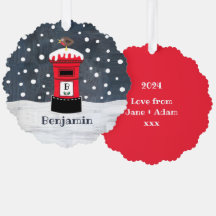Personalisierte Weihnachtspostkasten Schneeszene