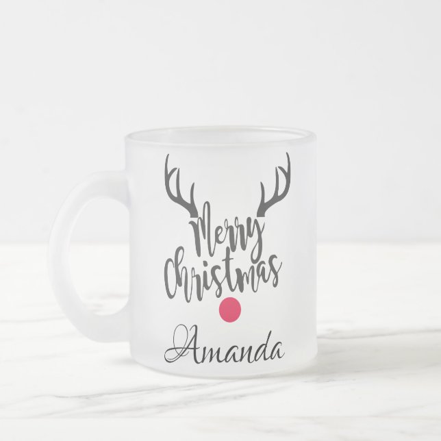 Personalisierte Weihnachtsrentiere Mattglastasse (Links)