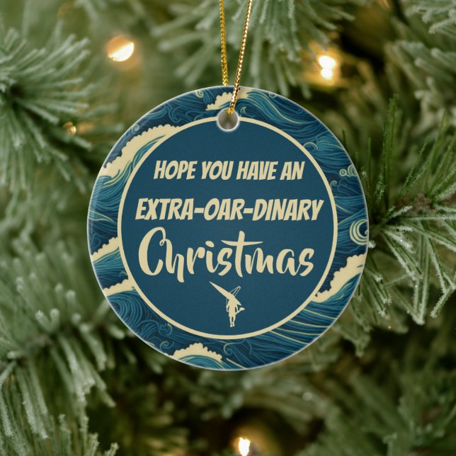 Personalisierte Weihnachtsruderkunst Keramik Ornament (Baum)