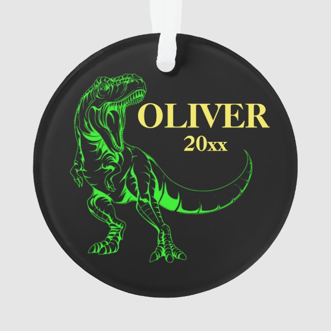Personalisierte Weihnachtsschmuck Dinosaur T-rex Ornament (Rückseite)