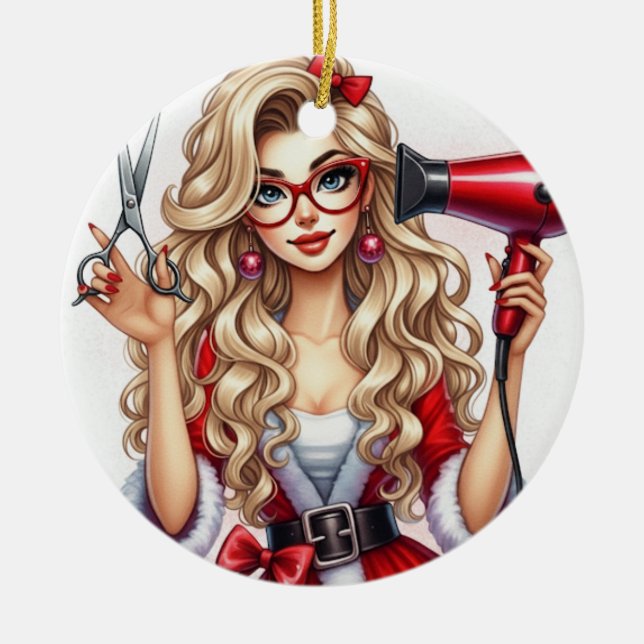 Personalisierte Weihnachtsschmuck für Friseur (Vorne)
