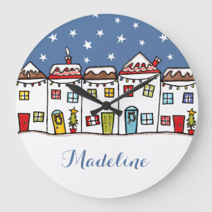 Personalisierte Weihnachtsschneedecke Große Wanduhr