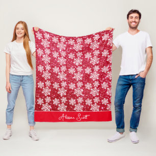 Personalisierte Weihnachtsschneeflocke Fleecedecke
