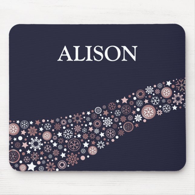 Personalisierte Weihnachtsschneeflocken Mousepad (Vorne)