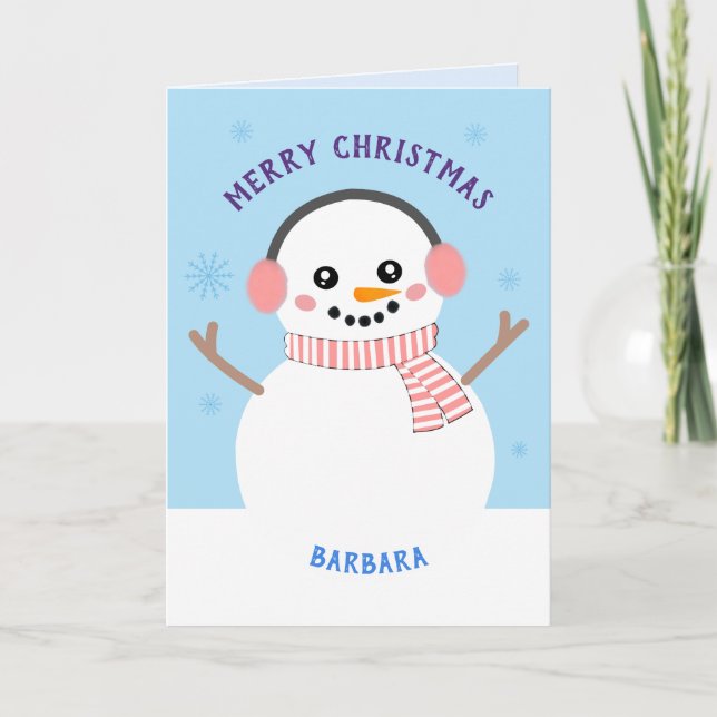 Personalisierte Weihnachtsschneekarte Karte (Vorderseite)