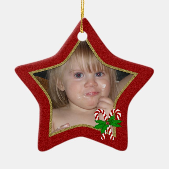 Personalisierte Weihnachtsstern-Verzierung Keramikornament (Vorne)