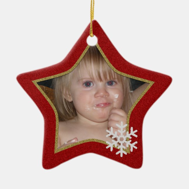 Personalisierte Weihnachtsstern-Verzierung Keramikornament (Vorne)