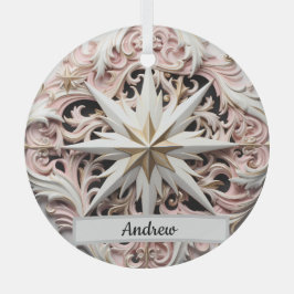 Personalisierte Weihnachtssterndekoration mit Rosa Ornament Aus Glas