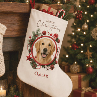 Personalisierte Weihnachtsstrumpf mit Haustierfoto Großer Weihnachtsstrumpf