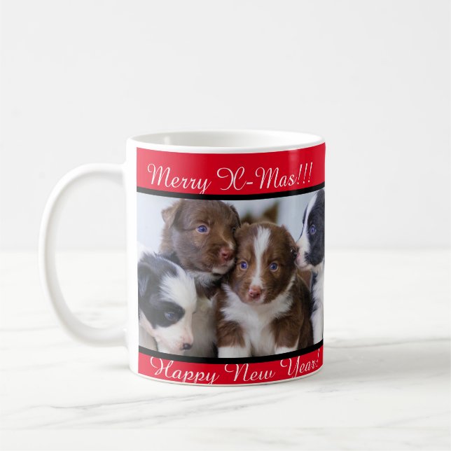 Personalisierte Weihnachtstext & Foto Tasse, 11 oz Kaffeetasse (Links)