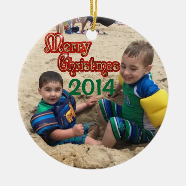 Personalisierte Weihnachtsverzierung 2014 Keramikornament (Vorne)