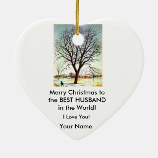 Personalisierte Weihnachtsverzierungs-Schnee-Szene Keramik Ornament