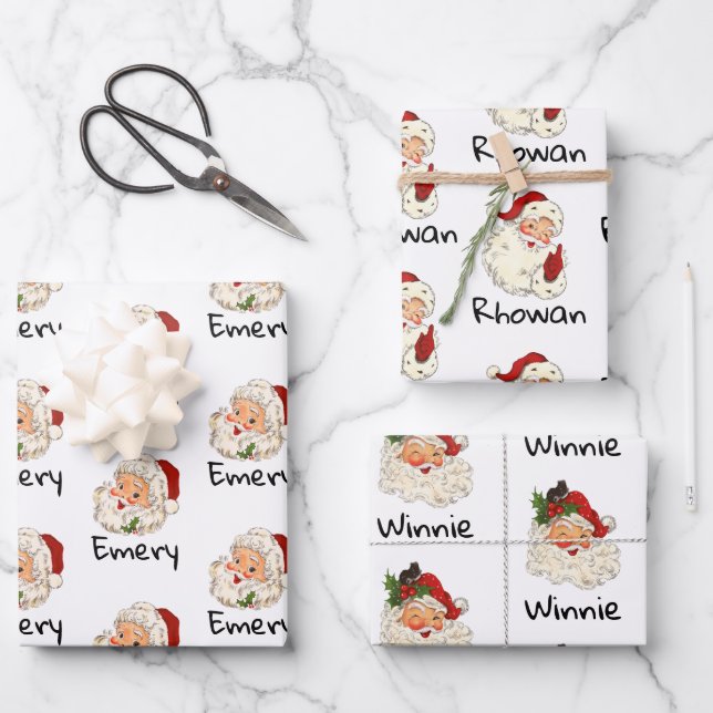 Personalisierte Weihnachtswappenpapierblätter Geschenkpapier Set (Vorderseite)