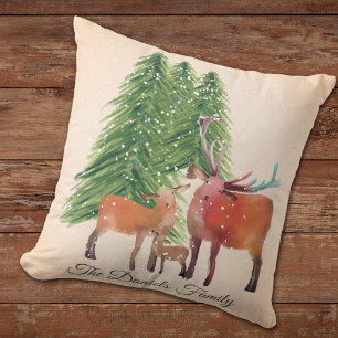 Personalisierte Weihnachtswildfamilie Kissen