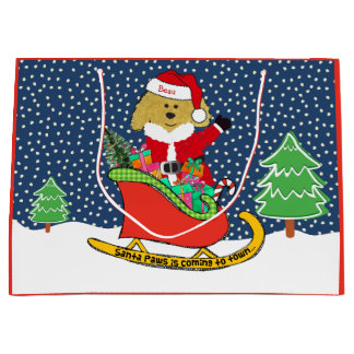 Personalisierte Weihnachtszeit Golden Doodle Große Geschenktüte