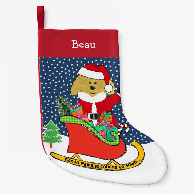 Personalisierte Weihnachtszeit Golden Doodle Kleiner Weihnachtsstrumpf (Vorderseite)