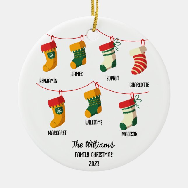 Personalisierte Weihnachtszeit mit 7 individuellen Keramik Ornament (Vorne)
