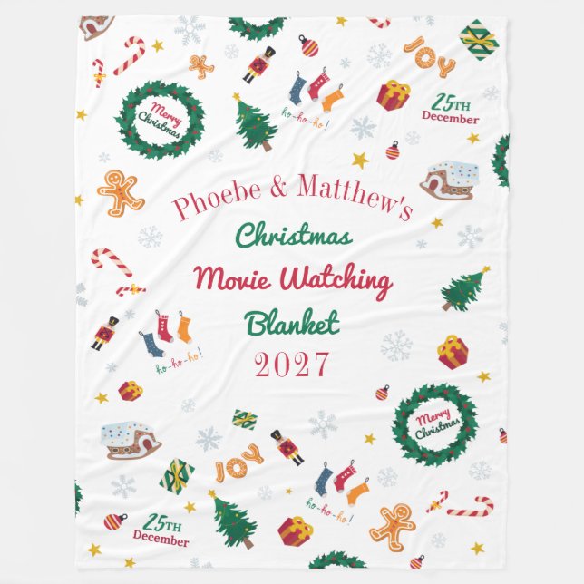 Personalisierte Weihnachtszeit Modernes Muster Fleecedecke (Vorderseite)