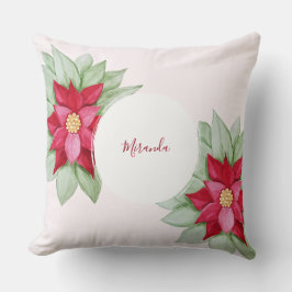 Personalisierte Weihnachtszeit Poinsettia Watercol Kissen