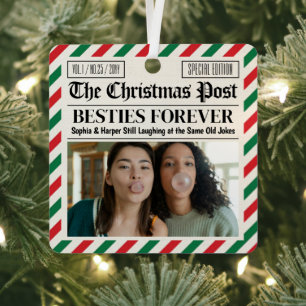Personalisierte Weihnachtszeitung Freund Geschenk  Ornament Aus Metall