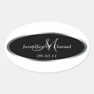 Personalisierte Weinetiketten mit Monogramm zur An Ovaler Aufkleber