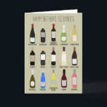 Personalisierte Weinliebhaber Geburtstag Karte<br><div class="desc">Diese Geburtstagskarte ist bereit, mit Ihrer eigenen, individuellen Nachricht auf der Vorderseite und der Innenseite der Karte personalisiert zu werden. Die Vorderseite zeigt ein Sortiment von Weinflaschen mit den Namen der verschiedenen Weinsorten unter jedem in einem Identifizierungsführer Art Stil. Die Illustrationen haben einen einfachen, modernen Doodle-Stil. Diese lustige Geburtstagskarte ist...</div>