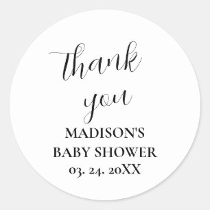 Personalisierte weiße Babyshower-Dankeschön-  Runder Aufkleber
