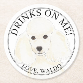 Personalisierte Weiße-Dog-Hochzeit Runder Pappuntersetzer