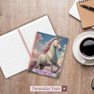 Personalisierte weiße Einhornwolken Notizbuch