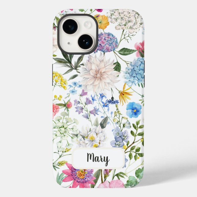 PERSONALISIERTE WEISSE FLORALE WILDBLUME IPHONE 14 Case-Mate iPhone 14 HÜLLE (Rückseite)