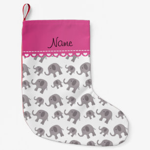 Personalisierte weiße graue Namenselefanten Kleiner Weihnachtsstrumpf