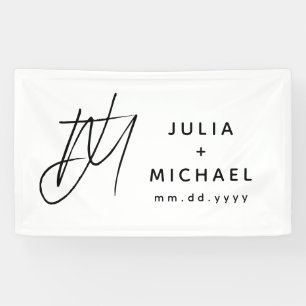 Personalisierte Weiße Hochzeit Banner