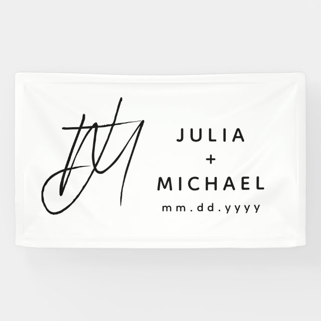 Personalisierte Weiße Hochzeit Banner (Horizontal)