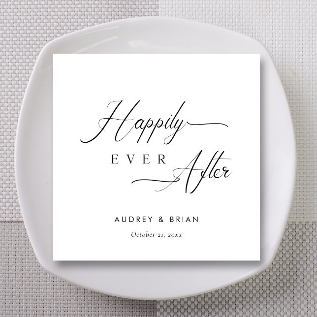 Personalisierte weiße Hochzeit "glücklich immer na Serviette (Personalized White Happily Ever After Wedding Napkins)