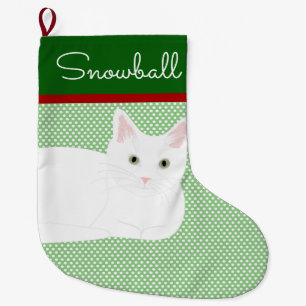 Personalisierte weiße Kurzhaarkatze Großer Weihnachtsstrumpf