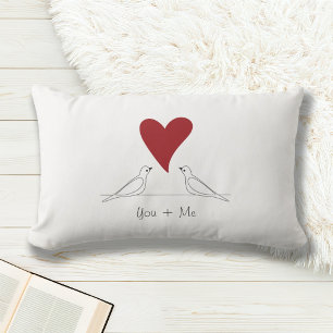 Personalisierte Weiße Moderne Vögel in Liebe Rotes Lendenkissen
