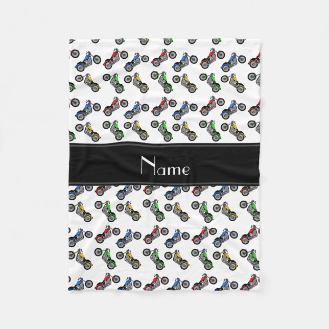 Personalisierte weiße Namensmotorräder Fleecedecke (Vorderseite)
