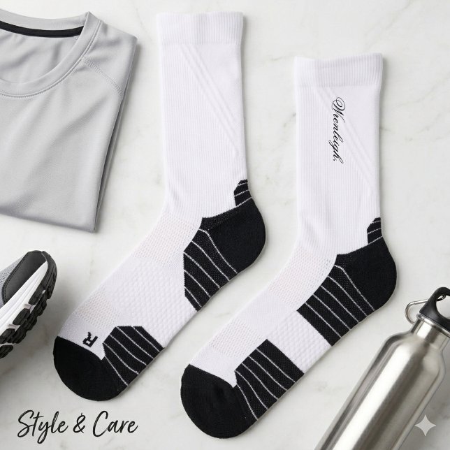 Personalisierte weiße Socken mit individuellem Nam (Personalized White Socks Custom Name Fashion Gift)