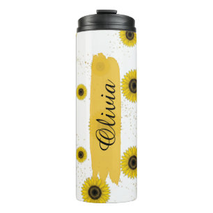 Personalisierte Weiße Sonnenblume 16oz Thermobeche Thermosbecher