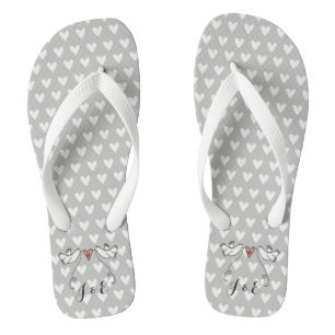 Personalisierte weiße Tauben Hochzeitsflöße Flip Flops