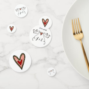 Personalisierte weiße Tauben und Liebe Herzstück C Konfetti