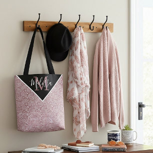 Personalisierte weiße und roségoldene Paisley-Tasc Tasche