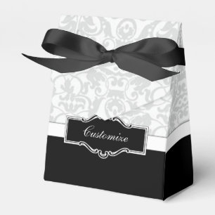 Personalisierte weiße und schwarze Damast-Geschenk Geschenkschachtel